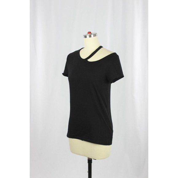 PAM & GELA Black Cotton Blend Jersey Cut-Out Crew Neck T-Shirt, Size P/XS - Picture 7 of 12